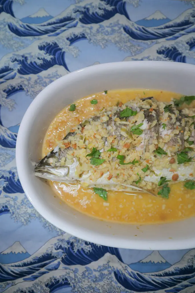 Mom's steamed fish with ginger, garlic & tauchu [Recipe]