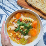 Chicken chickpea minestrone soup [Pressure cooker recipe]